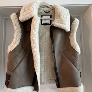 Zara Shearling Lined Brown Vest size small